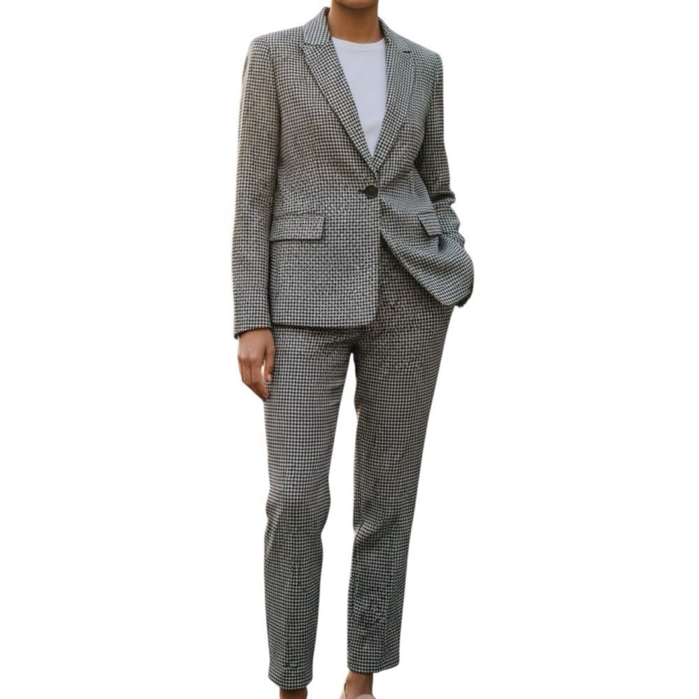 H&M Black & White Houndstooth Blazer Suit(Size Blazer Medium,Pants 6)